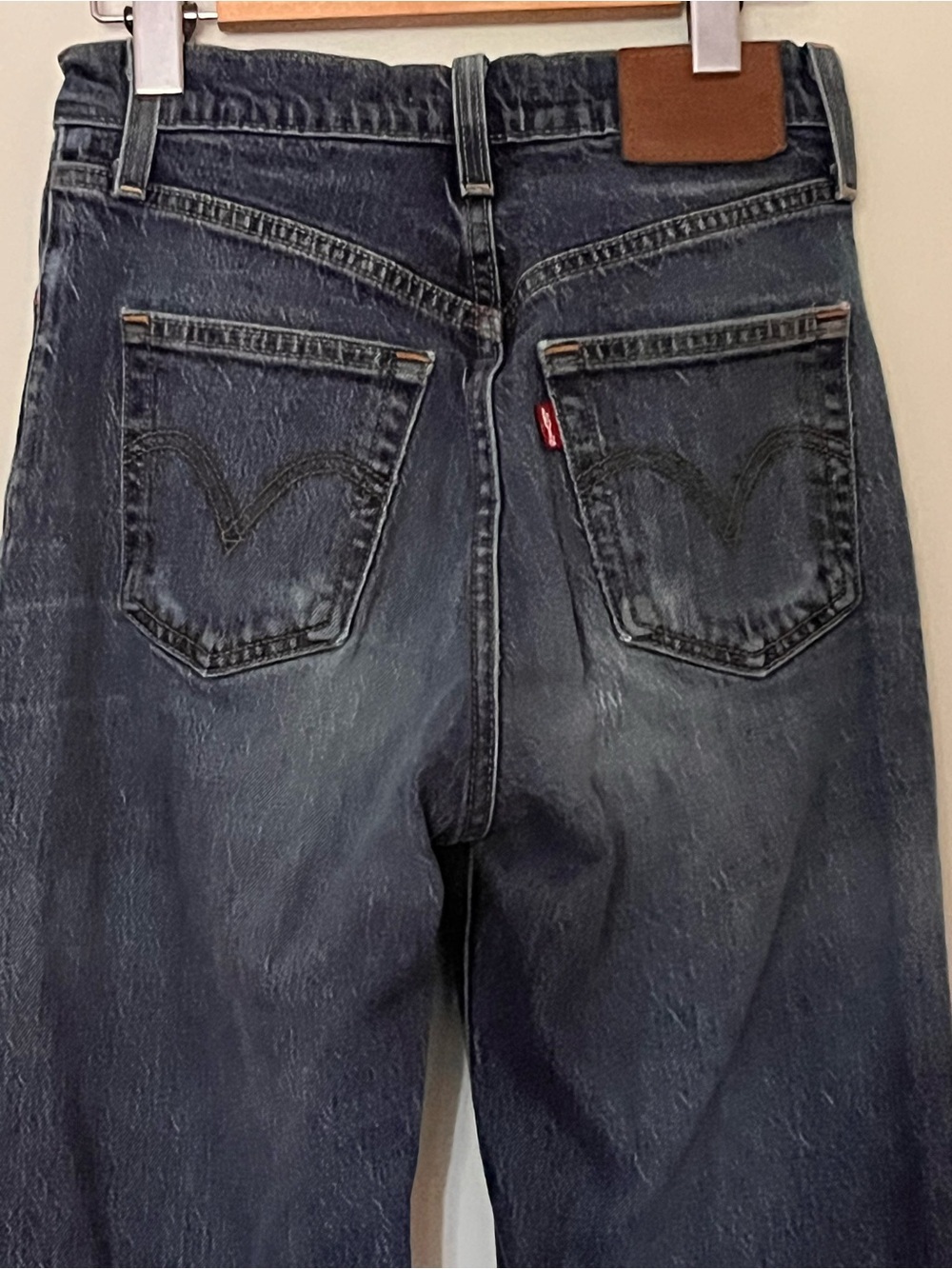 Levi's Ribcage Bell High Rise Flare Blue 24 - Picture 9 of 13
